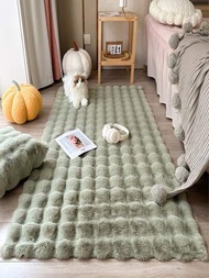 1張抹茶綠色人造兔毛泡沫絨布臥室地毯,簡約純色地墊,裝飾性柔軟蓬鬆地毯,適用於臥室所有區域 60*120 60*180 80*180