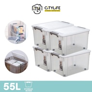 (Bulk Bundle of 7) Citylife 55L Multi-Purpose Widea Stackable Storage Container Box With Wheels X-6320