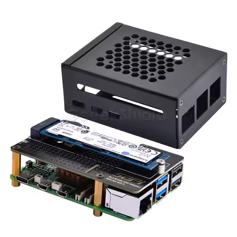 N04 M.2 2280 PCIe To NVMe Top with Metal Case Enlosure Shell Cooling Fan for Raspberry Pi 5 Support 