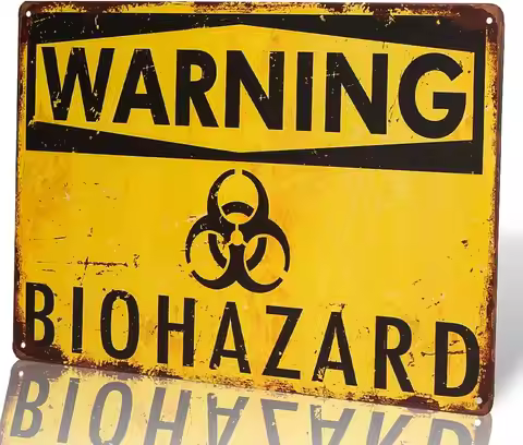 1d,dingleiever- Warning Biohazard Hazard Sign Hazard Labels Novelty METAL Sign
