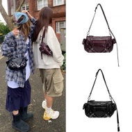 Deinet Pocket Bag Retro Rivet Motorcycle Bag Large Capacity One Shoulder Crossbody Bag Underarm Bag