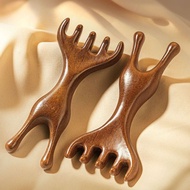 [Sandalwood] 2-IN-1 Meridian Massage Comb Head Scalp Hair Nose Eye Massager Comb Double-ended Scrapi