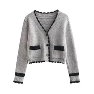 French Small Fragrance V-neck Short Cardigan Sweater Women 2023 Early Autumn New High-grade Knit Swe