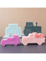 心型皮卡車、農用拖拉機和犁地機矽膠蠟燭模具,diy 肥皂樹脂成型工具,家居裝飾兒童玩具桌面裝飾品