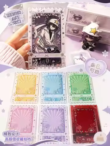 Acrylic Ticket Shaped Photocard Frame 3 Inch Kpop Photocard Holder Anime Style Desktop Display Stand