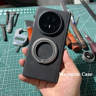 Magnetic Case for Honor Magic V5 V3 Fold with Holder Luxury PU Leather Phone Casing Hard PC Back Sho