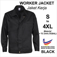 Jaket Teknikal Worker Site Zipper Jacket Black Jaket Lab dan Bengkel