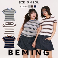 Bemingtop924(S-XL)-Charlotte Stripe Top – Vintage Striped Shirt Easy To Wear Every Day.