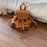 Deere Jack กระเป๋าเรียบๆฝาครอบกระเป๋าเป้สะพายหลังสไตล์เกาหลีสีลูกอมกระเป๋าเป้สะพายหลังที่ประณีต