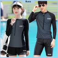 【R.sea】couple swimsuit Men's and women's swimsuits Sunscreen quick drying  shorts Long sleeve 2 piec