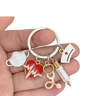 Nurse Doctor mask key chain medical and ambulance personnel key ring syringe syringe syringe stethoscope key chain