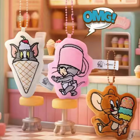 Genuine Tom And Jerry Cartoon Mini Plush Toys For Student Backpack Ornamental Home Fridge Decor Magn