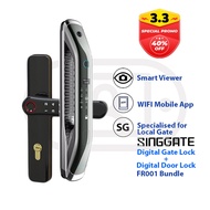 FREE Installation SINGGATE FR001 + FM021 Door Viewer Digital Door Lock + Digital Gate Lock Bundle Set