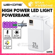 WEKOME Built In Lanyard And LED Light Original Portable Powerbank 60000mah 27W Fast Charging SAWP98