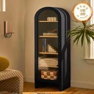美式實木書櫃單門弧形展示櫃北歐簡約邊櫃兒童房衣櫃收納櫃收納櫃