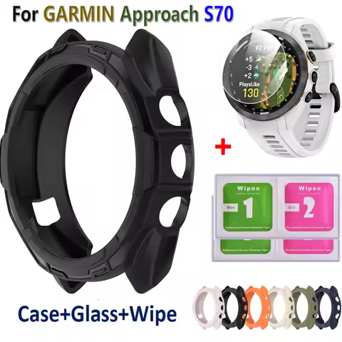 Shell Protectors Case Smart Bracelet Cover For GARMIN Approach S70 Watch Screen Protectors Glass Fil