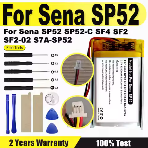 3.7V 1280mAh Battery For Sena SP52 SP52-C SF4 SF2 SF2-02 S7A-SP52 Motorcycle Bluetooth Headset Helme