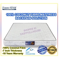 100% Coconut Fibre Mattress 7 Inch Fibre Star Romance [10 Years Warranty] Fibrestar Tilam Sakit Belakang Rebond Foam