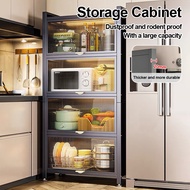 Kitchen Rack Cabinet with Door Rak Dapur Multifunctional Storage Rack Rak Microwave Oven Rack Pot Ra