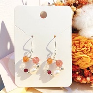 Ops Pearl earrings-珍珠/ 銀/橘月光石/月光石/石榴石/耳環/氣質