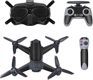 FPV Drone Kit Skin Wrap for DJI Drone Combo FPV Goggles V2 FPV Camera and Transmitter FPV Controller PVC Sticker Decal Set FPV Accessories (Black)