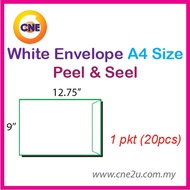 White Envelope A4 Simili 100gm 9'' x 12.75'' 20's Peel and Seal 229mm x 324mm A4 Size