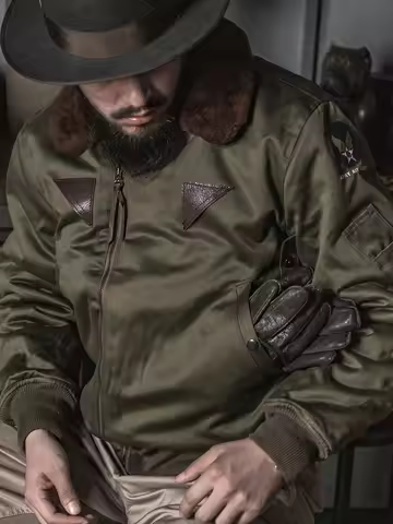 Bronson Type B-15A Bomber Jacket Winter Mens Wool Lined Short Flight Coat B-15