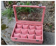 6位/12位粉紅色手錶收納盒# 手錶盒#珠寶首飾收納盒 #手鏈手串收納盒