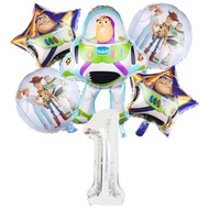 6pcs SILVER NUMBER TOY STORY BUZZ BALLOON PACKAGE