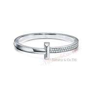 Tiffany & Co. สีเหลือง / กุหลาบ / ขาว 18k Gold Tiffany T สร้อยข้อมือบานพับ T1 กว้าง