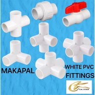 PVC White Fittings 1/2" 3/4'' 1'' BALL VALVE'' 3 WAY'' 4 WAY'' 5 WAY'' 6 WAY'' UNION PATENTE''