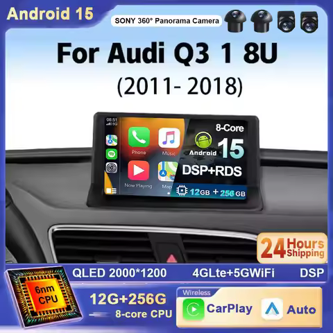 For Audi Q3 1 8U 2011 - 2018 Android 15 2K QLED Car Radio Multimedia Video Player GPS Stereo CarPlay