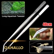 OKHALLO 1Pcs Water Grass Clip, 48cm Long Tong Aquarium Tweezer, Durable Stainless Steel Fish Tank Cl