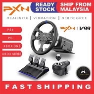 PXN V99 GAMING STEERING WHEEL PEDAL GEAR SHIFTER VIBRATION RACING WHEEL 900 DEGREE