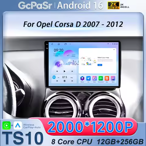 Car For Opel Corsa D 2007-2012 Wireless CarPlay Android 16 Auto Radio Player Auto Tools GPS Navi Spl