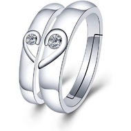 Uloveido 2 pcs Adjustable His and Hers Engagement Ring Set Puzzle Matching Heart Wedding Bands Coupl