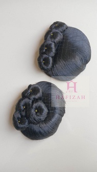 Sanggul Sonya Modern Hitam dan Uban Aksesoris Rambut Anak dan Dewasa untuk Tari Karnaval Adat