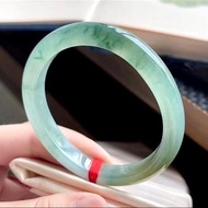 冰種翡翠天然翡翠玉鐲A玉手鐲 玉鈪 • 冰種黃綠飄花翡翠貴妃鐲