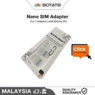 [Ready Stock]4in1Nano SIM Card Adapter With Ejector Pin Router Modem Mobile Phone Sim Card Converter[Botato Electronics]