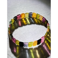 #B588-7 100% Natural Translucent Multicolored Tourmaline Bangle H8.4mm X L6.2mm