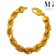 Merlin Goldsmith 22K 916 Gold (10mm) Diamond Cut Hollow Rope Bracelet