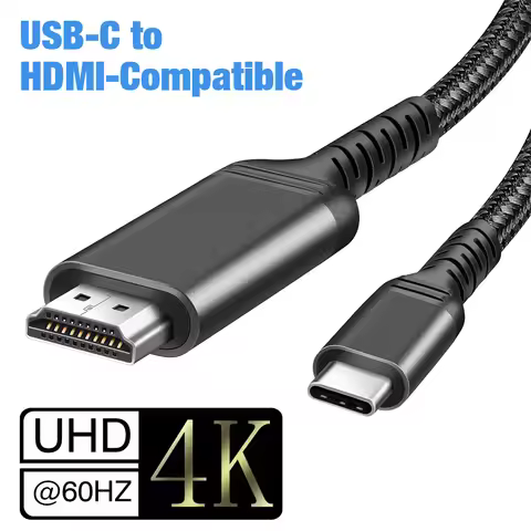 USB C to HDMI-compatible 4K Cable 4K@60Hz HDMI2.0 HDTV Converter Cable for iPhone 15 16 17 Pro MacBo