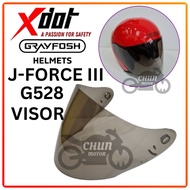Xdot G528 B-SERIES Helmet Visor Tinted with Side Cover / Grayfosh J-Force III Helmet Visor Motorcycl