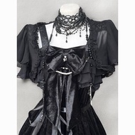 New Gothic Lolita Bow Dress Set - Black Cardigan Outfit