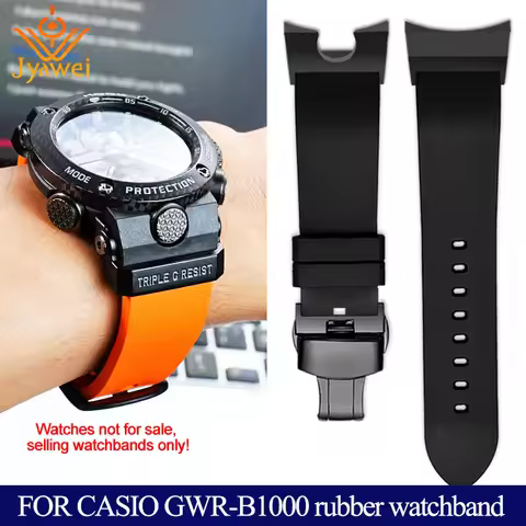 Soft fluororubber watch strap for Casio G-SHOCK Airbuster 5588 GWR-B1000 modified sports waterproof 