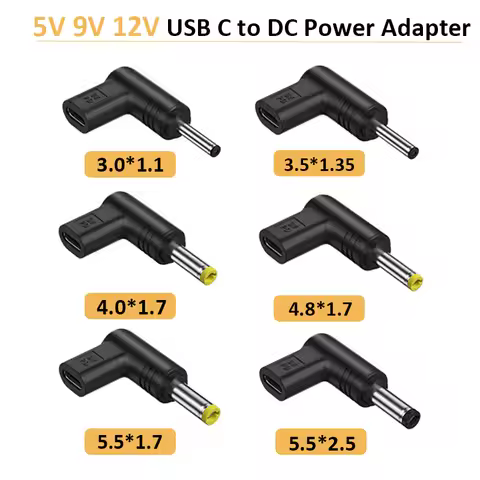 USB C to DC Power Jack Connector Type C PD Universal 5V 9V 12V 5.5x2.5 4.0x1.7 5.5x2.1 3.5x1.35mm Ch