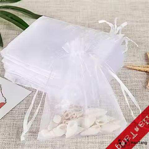 100Pcs Tulle Bag Drawstrings Pouches 7x9/9x12/10x15cm Jewelry Gift Display Packing Bags Wedding Gift