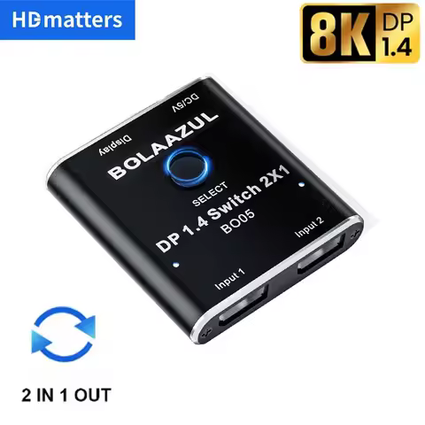 DisplayPort Switch 2 in 1 out DisplayPort 1.4 Video Selector Switcher 2X1 8K 60Hz 5K 120Hz 4K 144Hz 