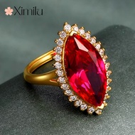 Original Multicolor Ruby Ring Female Novel Fashion Double-pointed Atmospheric Horse Eye Sapphire Jew