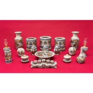 Ancestor altar set 1m27, antique cracked enamel, embossed pattern" Dragon". Premium Bat Trang Cerami
